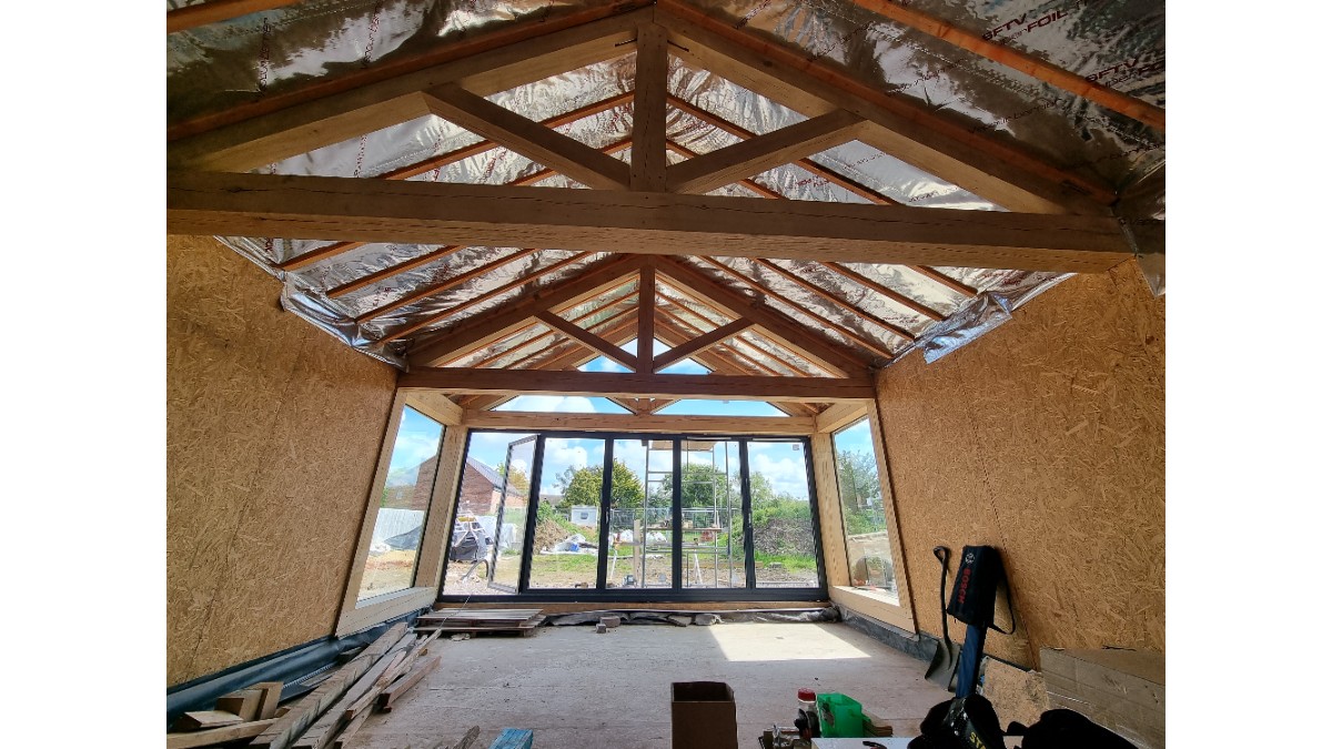 Eastington - Inside with the trusses